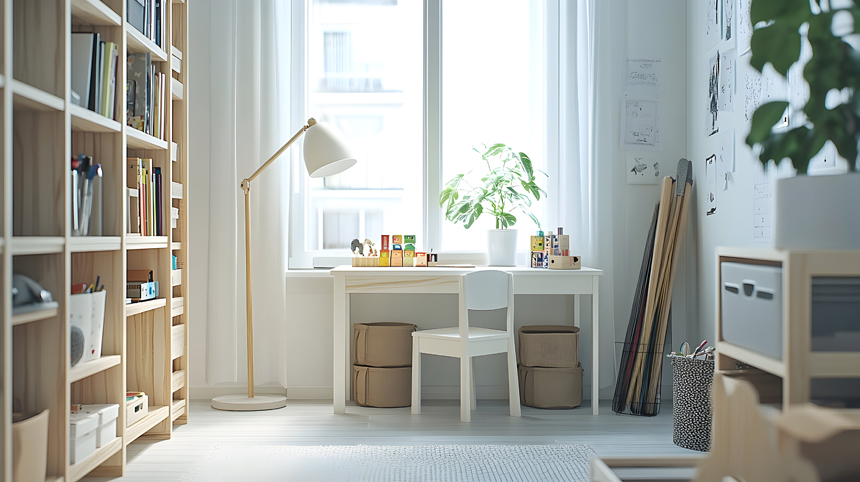 밝고 정돈된 아이 공부방
